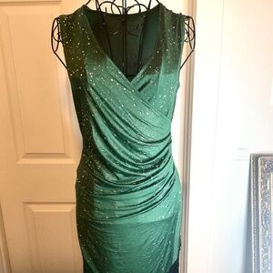 Boho Women’s Fringe Ruched Wrap Dress  Size Small